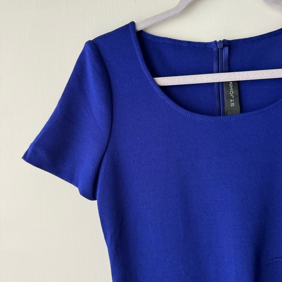 St. John | NWOT Wool Blend Blue Milano Knit Sheath Dress - Picture 6 of 11